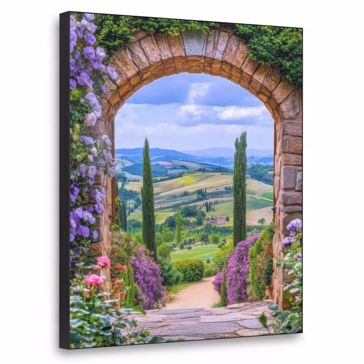 Doorkijk - Toscane - Landschap - Poort Textielframe - compleet frame klein -3d