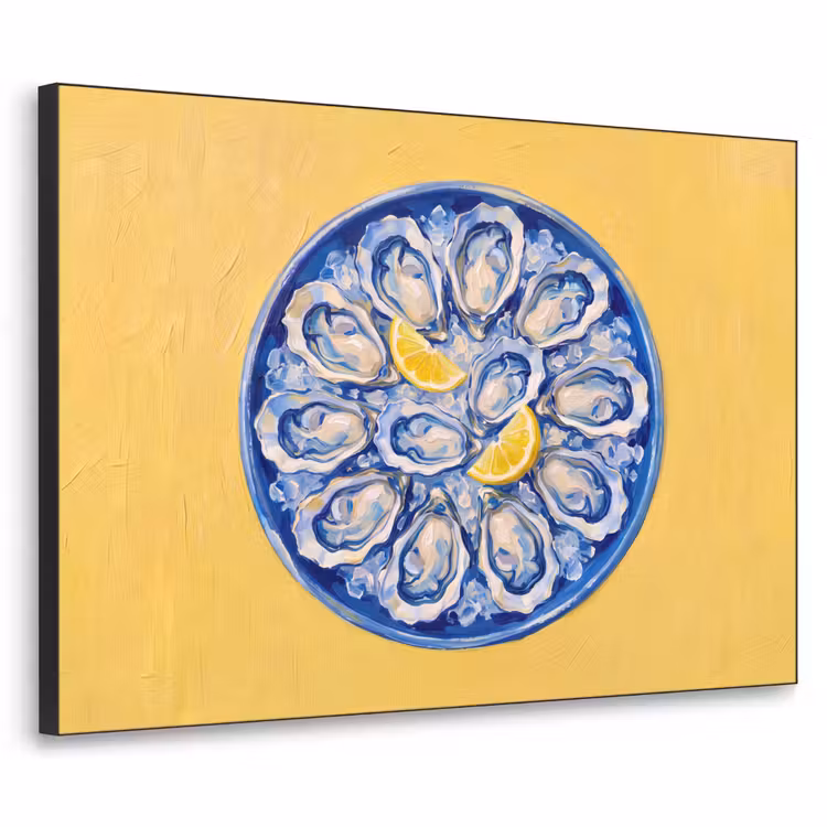 Oesters - Citroen - IJs - Modern - Geel Textielframe zwart klein -3d