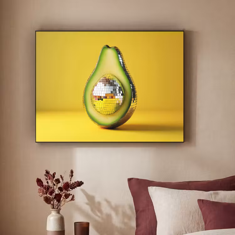 Avocado - Discobal - Geel - Glitter Textielframe zwart klein -sfeer1