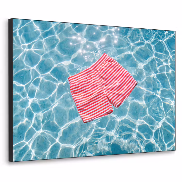 Zwemkleding - Gestreept - Water - Zomer - Rood-wit Textielframe zwart klein -3d