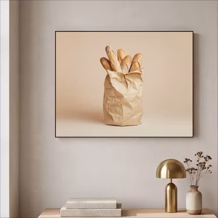 Baguette - Brood - Stokbrood - Beige Textielframe - compleet frame klein -sfeer2
