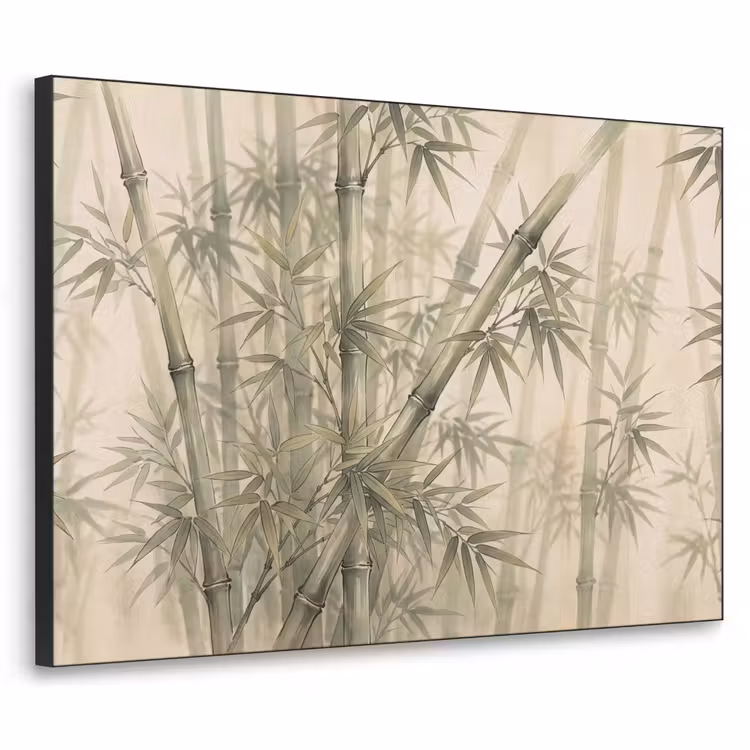 Bamboe - Bladeren - Aziatisch - Groen - Natuur Textielframe zwart klein -3d