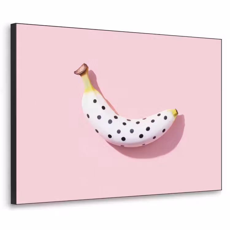 Banaan - Stippen - roze Textielframe zwart klein -3d