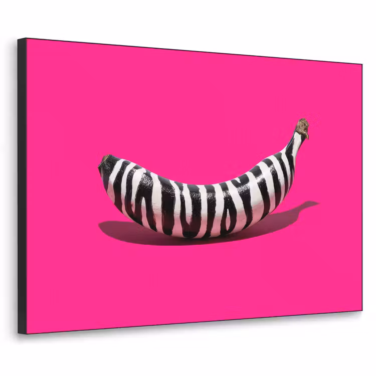 Banaan - Zebraprint - Roze Textielframe - compleet frame klein -3d