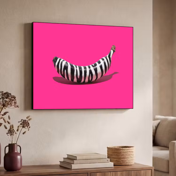 Banaan - Zebraprint - Roze Textielframe - compleet frame klein -sfeer3