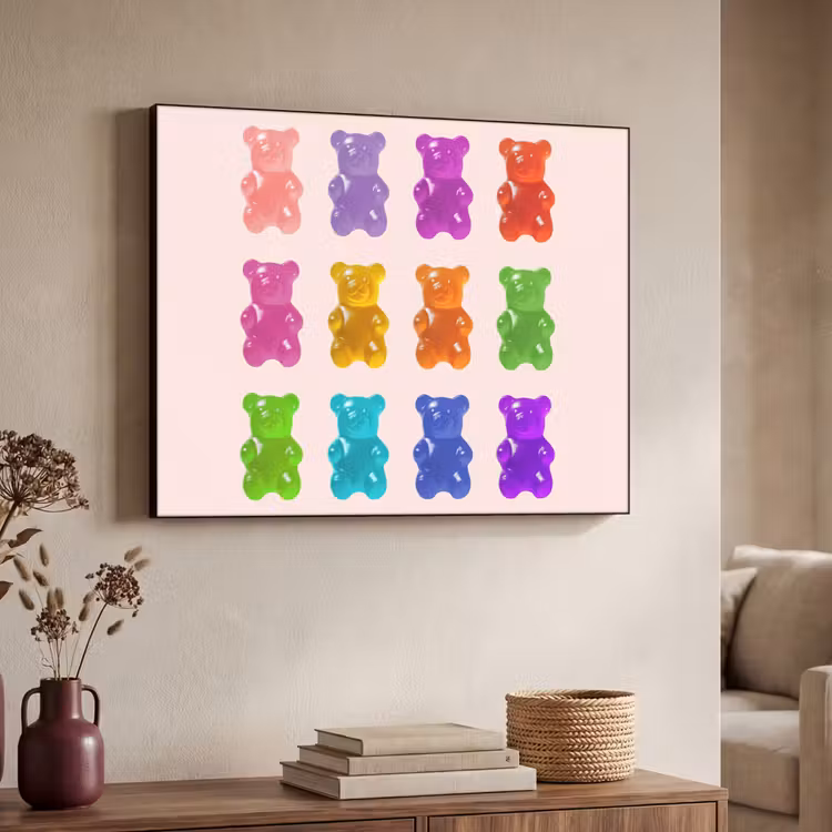 Beer - Kleurrijk - Snoep Textielframe - compleet frame klein -sfeer3