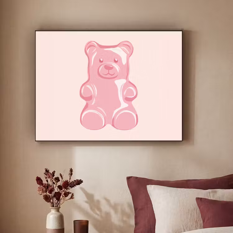 Beer - Roze - Snoep Textielframe - compleet frame klein -sfeer1