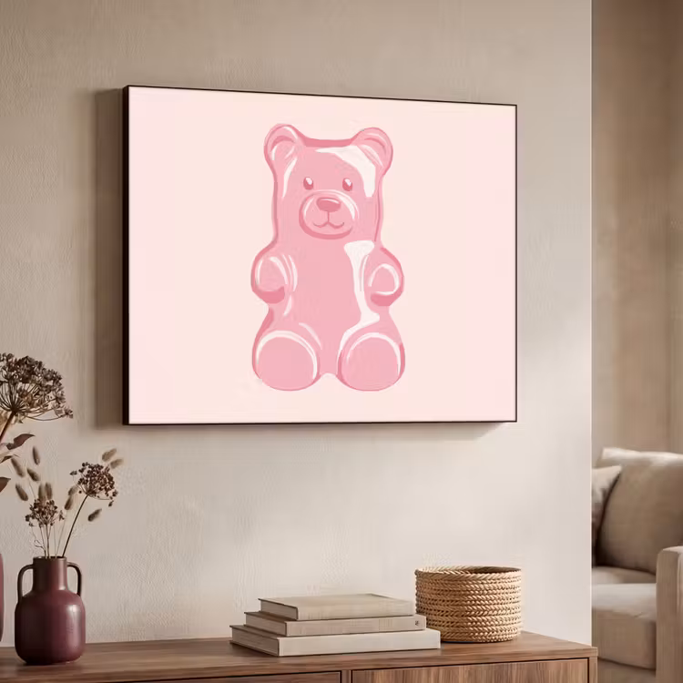 Beer - Roze - Snoep Textielframe zwart klein -sfeer3