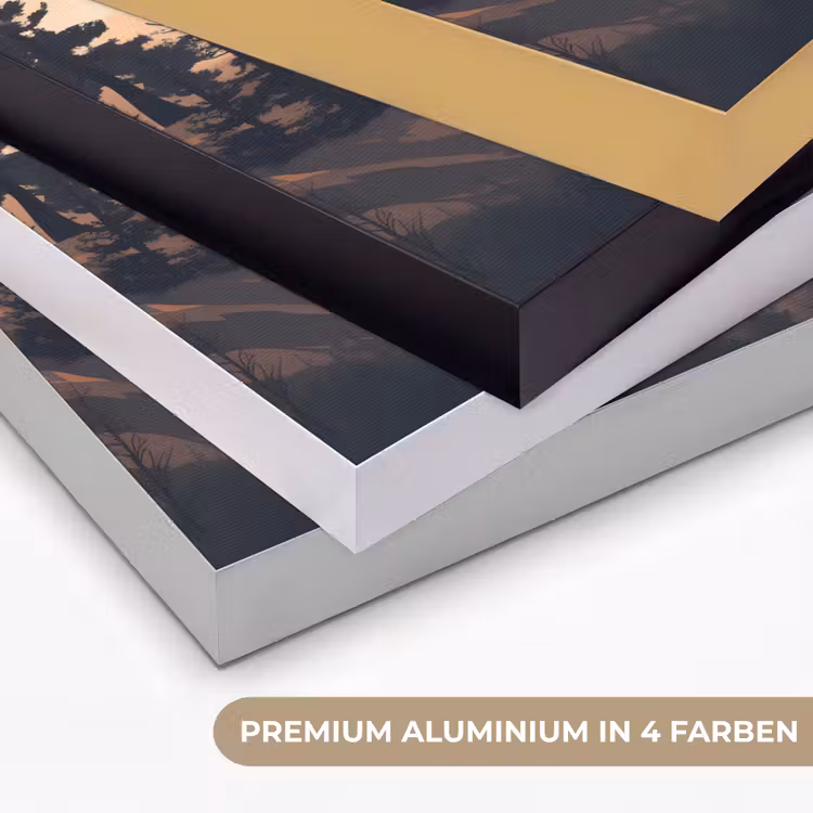 Beren - Bomen - Landschap - Zonsondergang Textielframe zwart klein -USP_kleurenDE