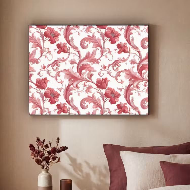 Barok - Patroon - Rood Textielframe zwart klein 947 -sfeer1