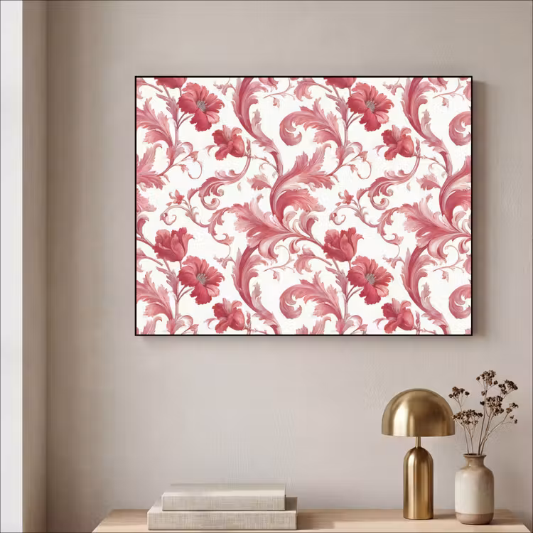 Barok - Patroon - Rood Textielframe zwart klein 947 -sfeer2
