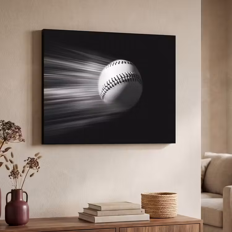 Honkbal - Wit - Vliegt Textielframe - compleet frame klein -sfeer3