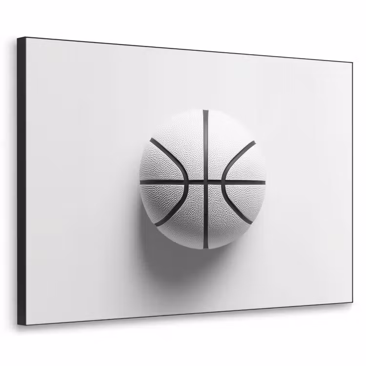 Basketbal - Wit - Schaduw - Lijnen Textielframe zwart klein -3d