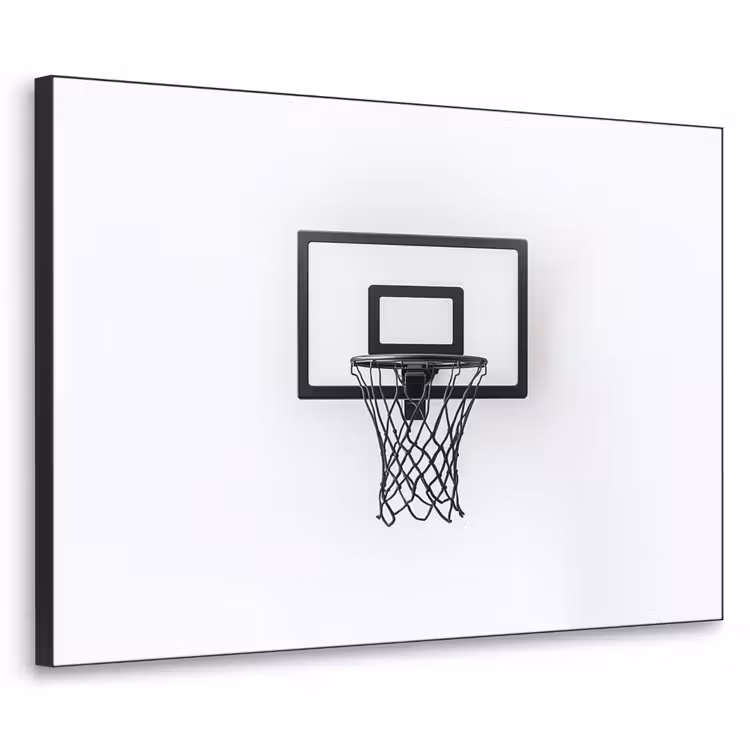 Basketbalbord - Minimalistisch - Zwart Textielframe zwart klein -3d