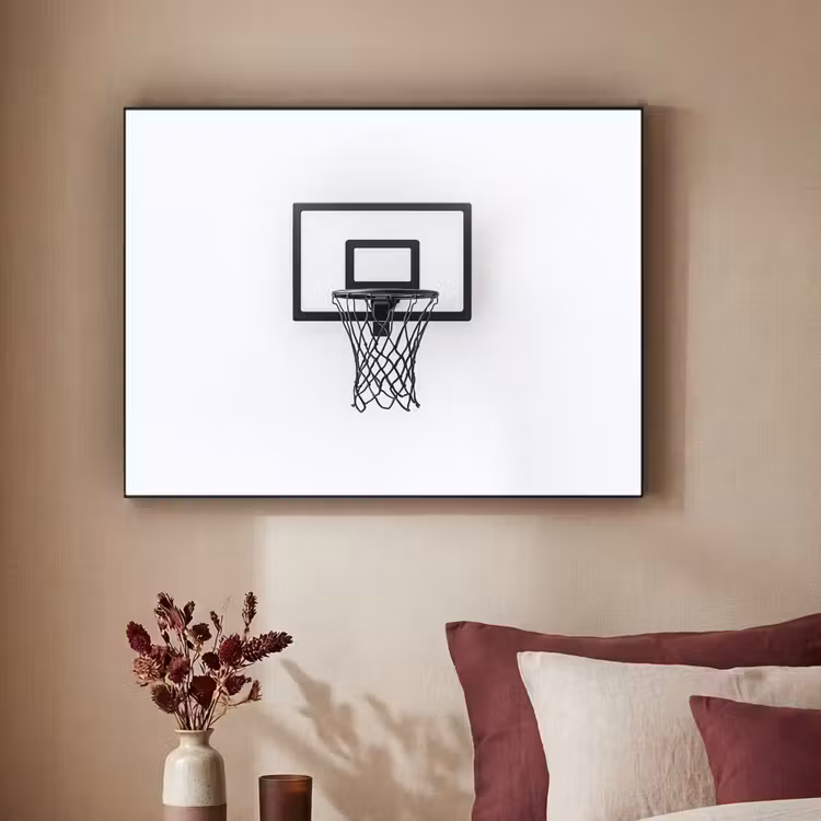 Basketbalbord - Minimalistisch - Zwart Textielframe zwart klein -sfeer1