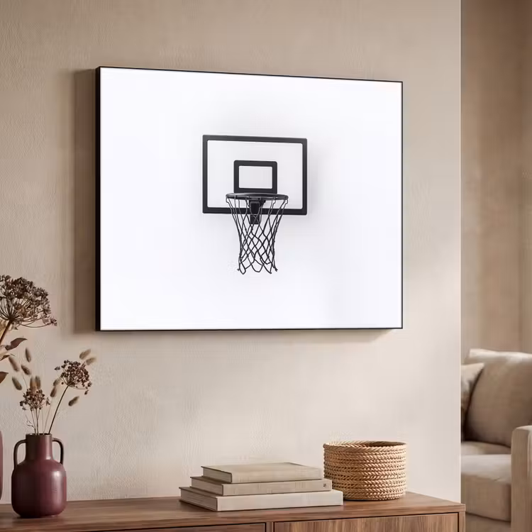 Basketbalbord - Minimalistisch - Zwart Textielframe - compleet frame klein -sfeer3