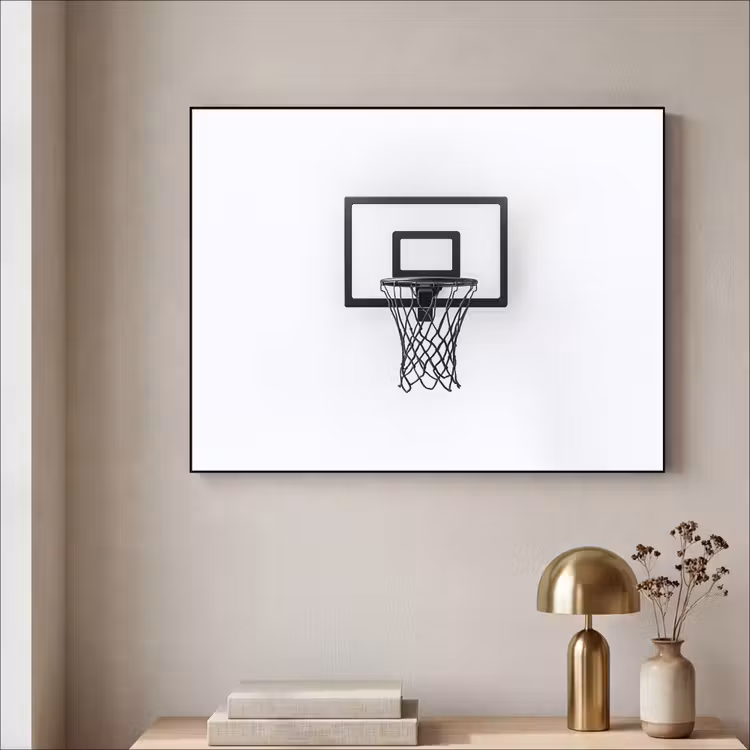 Basketbalbord - Minimalistisch - Zwart Textielframe zwart klein -sfeer2