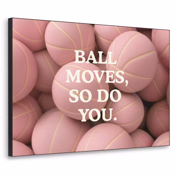 Basketballen - Roze - Quote - Sportief Textielframe - compleet frame klein -3d