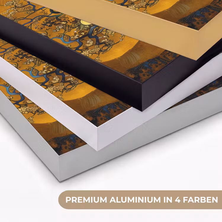 Boom - Levensboom - Abstract - Goud Textielframe zwart klein -USP_kleurenDE