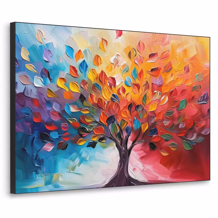 Boom - Levensboom - Kleurrijk - Abstract Textielframe - compleet frame klein -3d