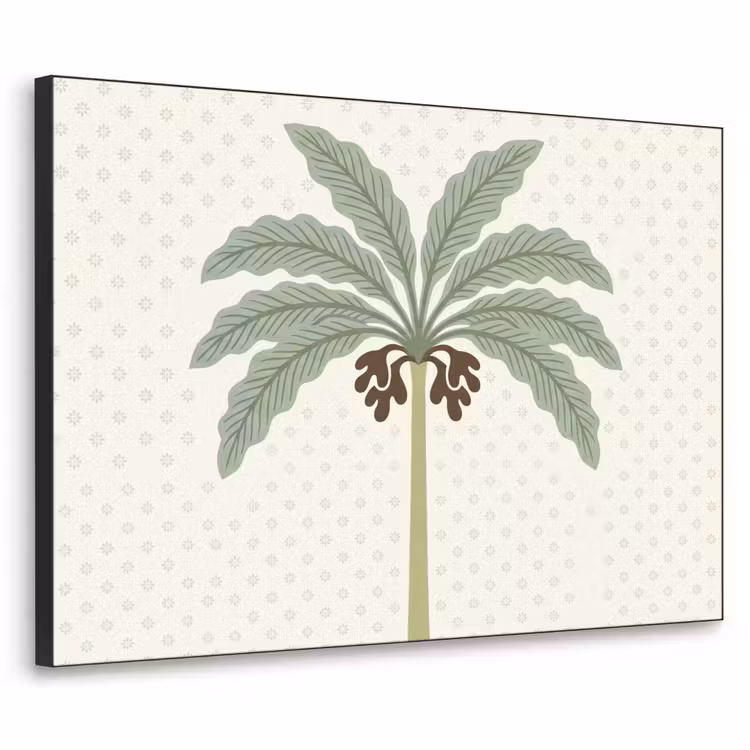 Boom - Bladeren - Groen - Decoratief - Beige Textielframe zwart klein -3d