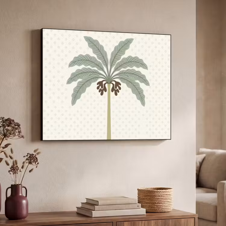 Boom - Bladeren - Groen - Decoratief - Beige Textielframe zwart klein -sfeer3