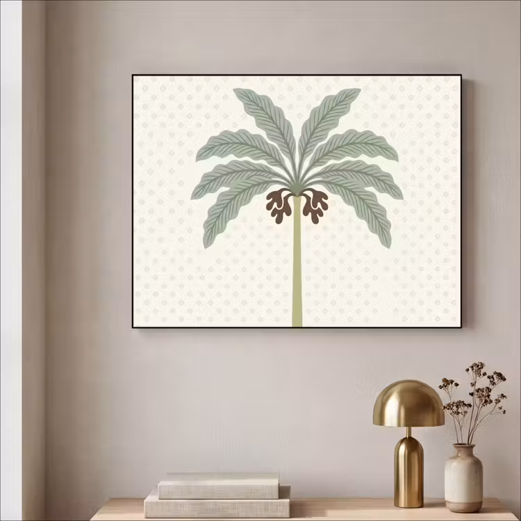 Boom - Bladeren - Groen - Decoratief - Beige Textielframe zwart klein -sfeer2