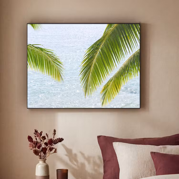 Boom - Bladeren - Water - Tropisch - Groen Textielframe zwart klein -sfeer1
