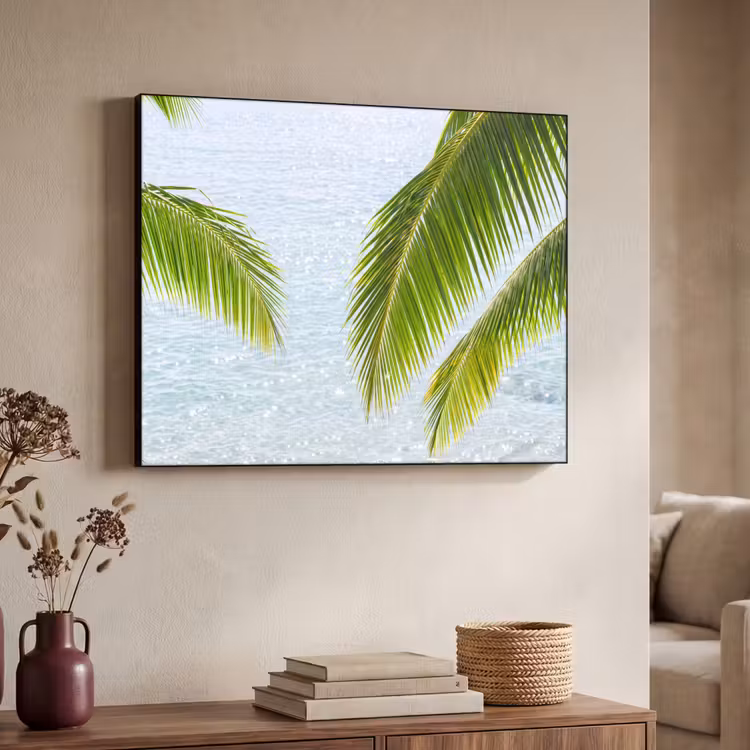 Boom - Bladeren - Water - Tropisch - Groen Textielframe zwart klein -sfeer3