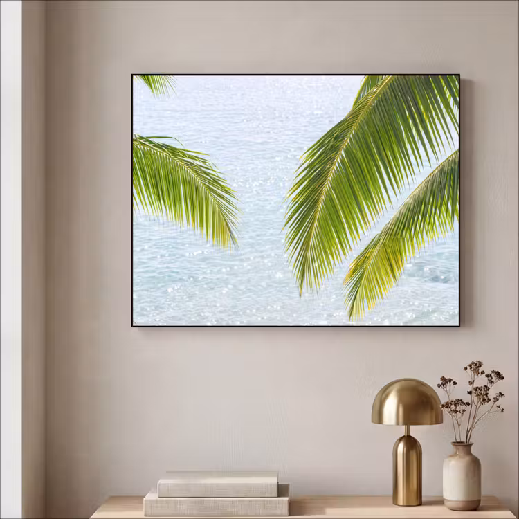 Boom - Bladeren - Water - Tropisch - Groen Textielframe zwart klein -sfeer2