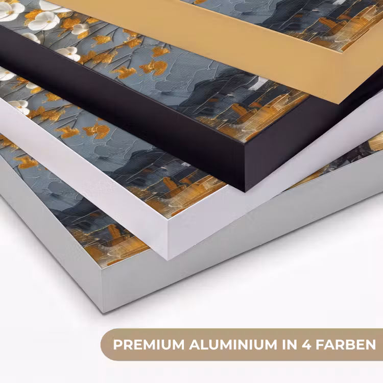 Boom - Bloemen - Goud - Beige Textielframe zwart klein -USP_kleurenDE
