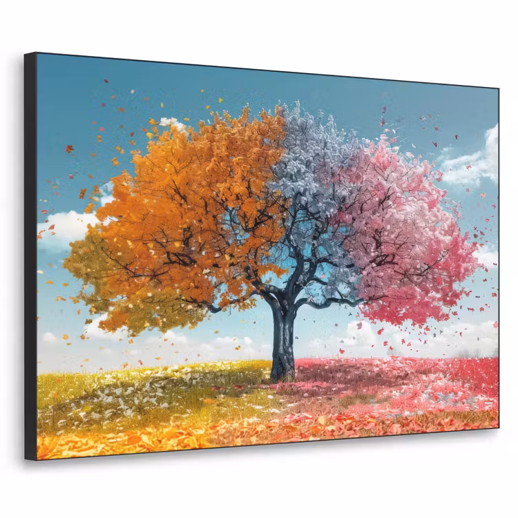 Boom - Kleurrijk - Natuur - Levensboom Textielframe zwart klein -3d