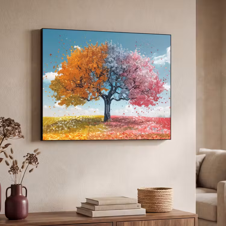 Boom - Kleurrijk - Natuur - Levensboom Textielframe - compleet frame klein -sfeer3