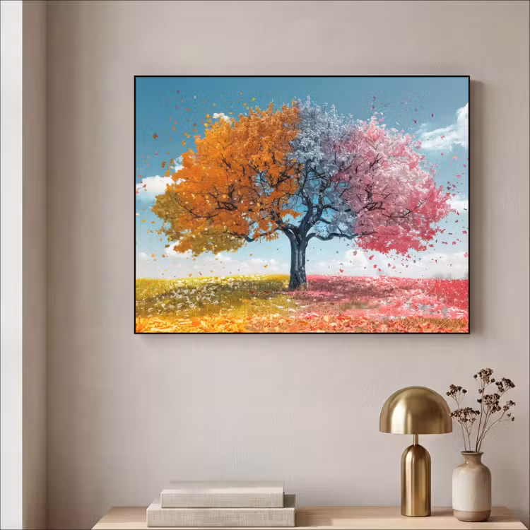 Boom - Kleurrijk - Natuur - Levensboom Textielframe - compleet frame klein -sfeer2