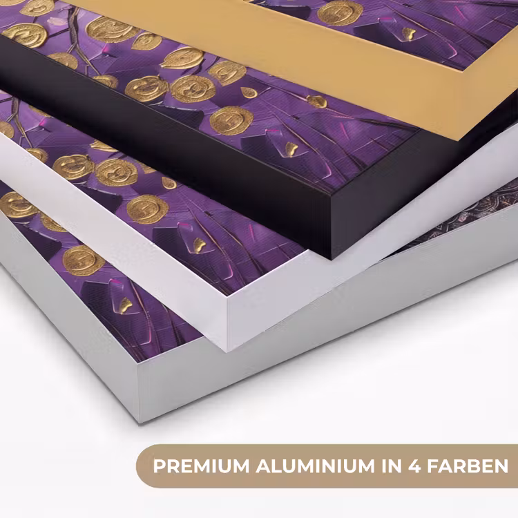Levensboom - Boom - Paars - Goud - Modern Textielframe zwart klein -USP_kleurenDE