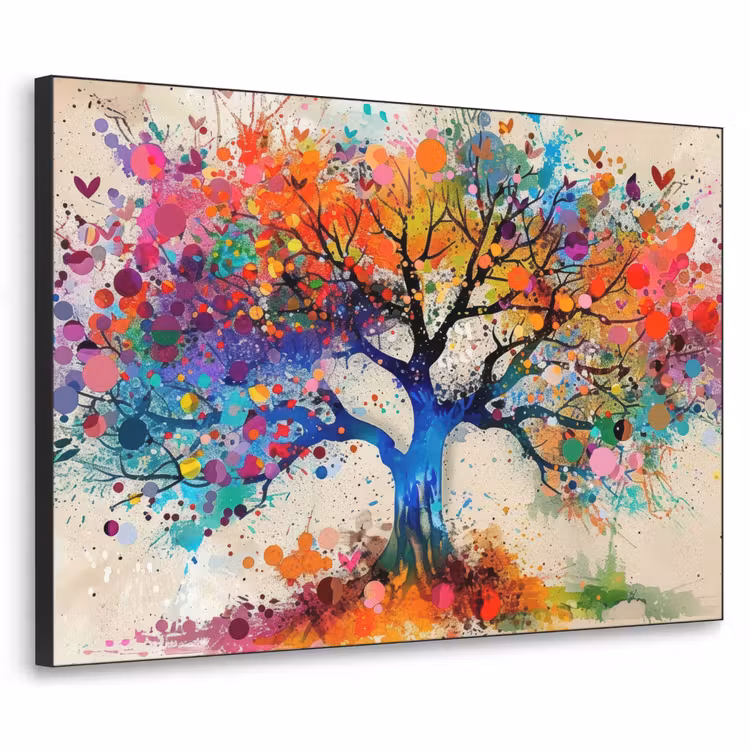 Levensboom - Natuur - Kleurrijk - Boom Textielframe - compleet frame klein -3d