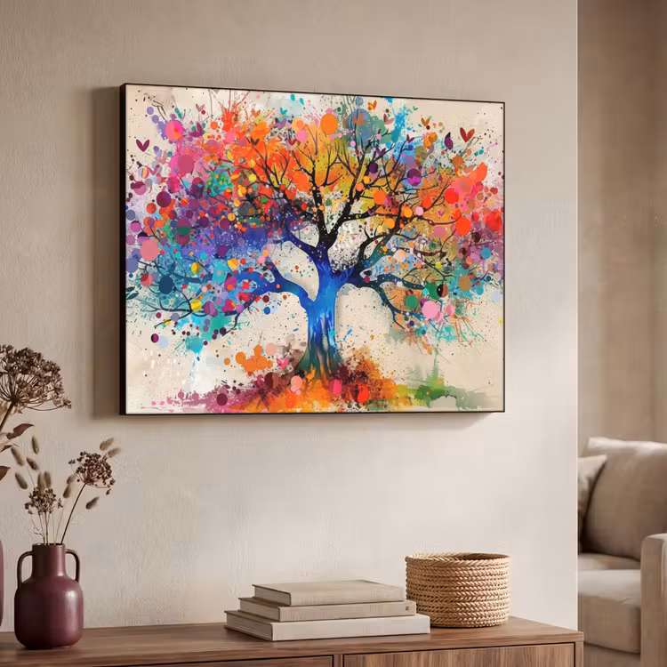 Levensboom - Natuur - Kleurrijk - Boom Textielframe - compleet frame klein -sfeer3