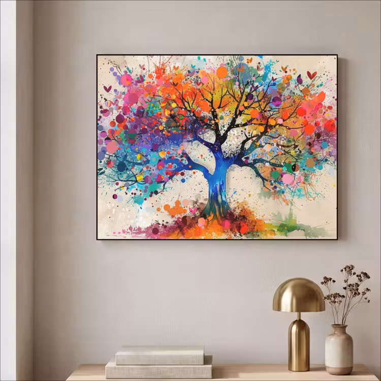 Levensboom - Natuur - Kleurrijk - Boom Textielframe - compleet frame klein -sfeer2