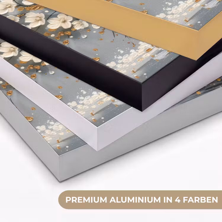 Boom - Goud - Bloemen - Abstract - Kunst Textielframe zwart klein -USP_kleurenDE