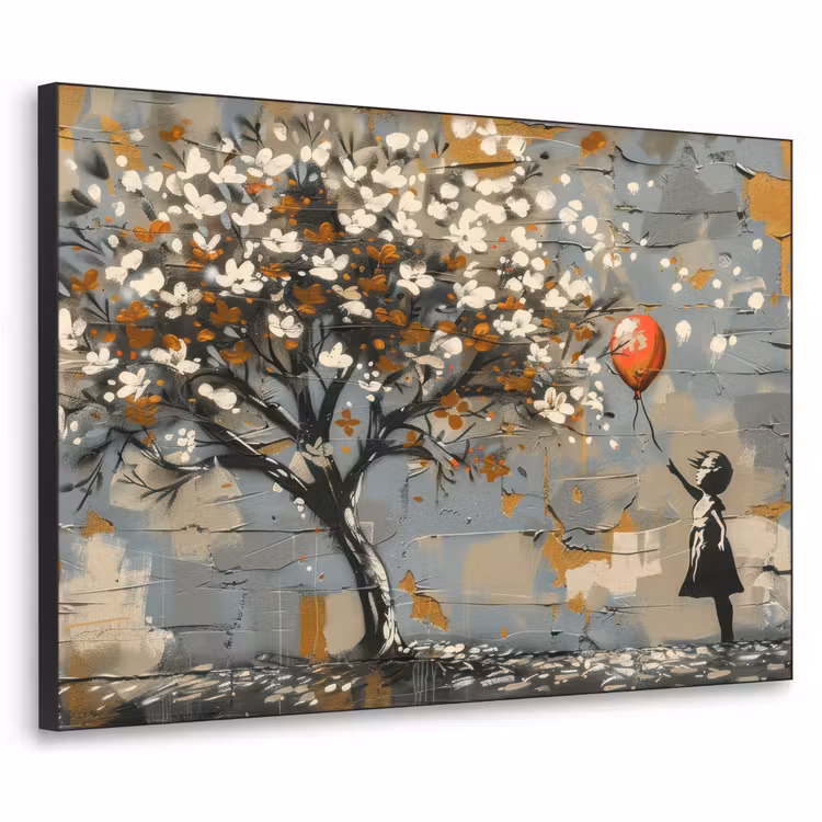 Boom - Graffiti - Banksy Style - Balloon Girl Textielframe zwart klein -3d