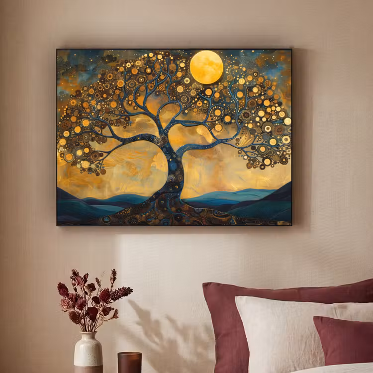 Boom - Industrieel - Abstract - Geel Textielframe zwart klein -sfeer1