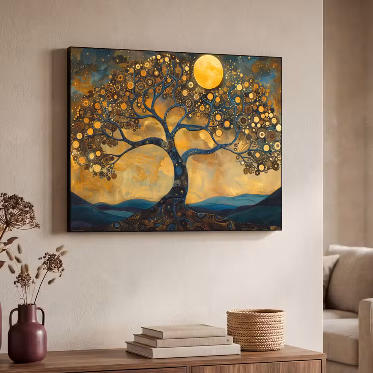 Boom - Industrieel - Abstract - Geel Textielframe zwart klein -sfeer3