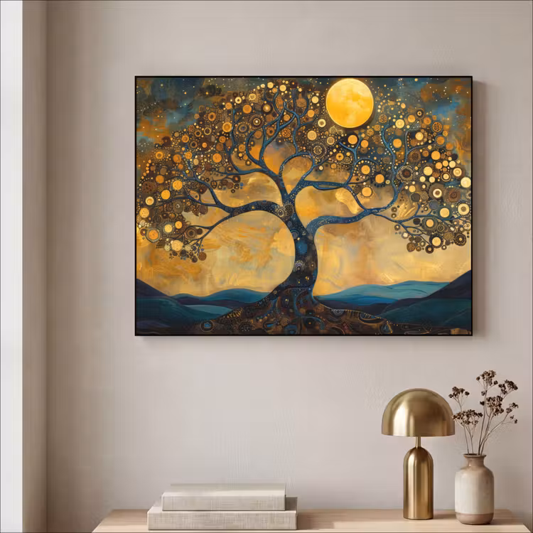 Boom - Industrieel - Abstract - Geel Textielframe zwart klein -sfeer2