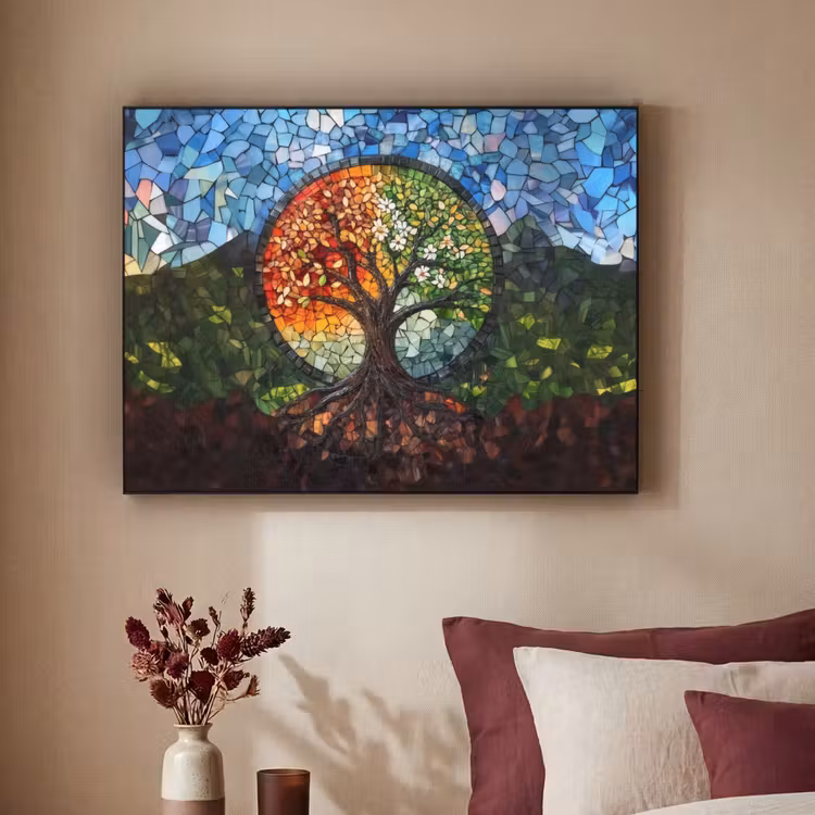 Boom - Seizoenen - Mozaïek - Bergen Textielframe - compleet frame klein -sfeer1