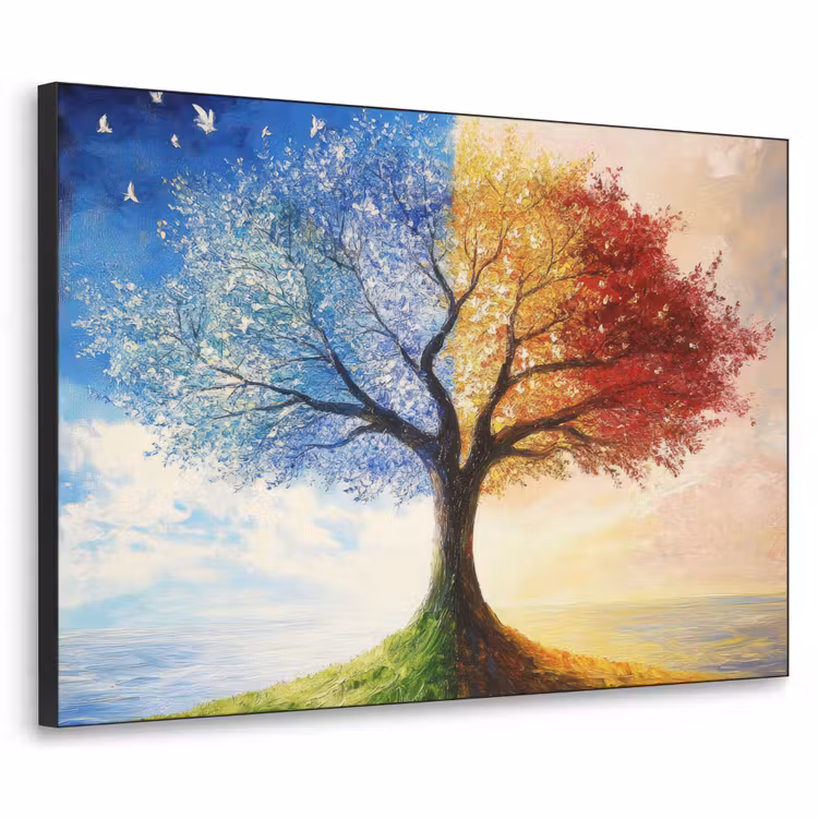 Boom - Kunst - Seizoenen - Herfst Textielframe zwart klein -3d