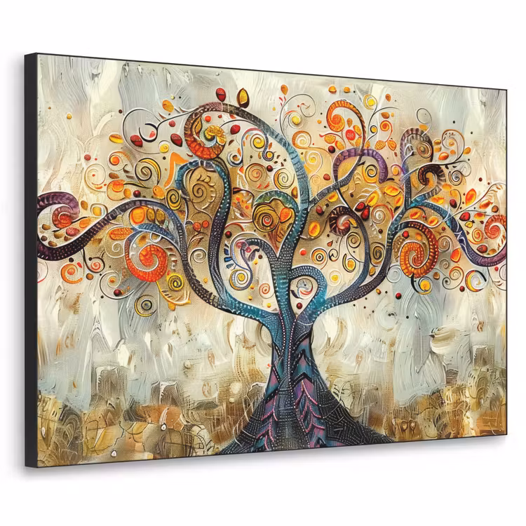 Boom - Kunst - Modern - Natuur Textielframe zwart klein -3d