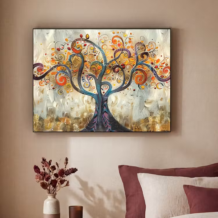 Boom - Kunst - Modern - Natuur Textielframe - compleet frame klein -sfeer1