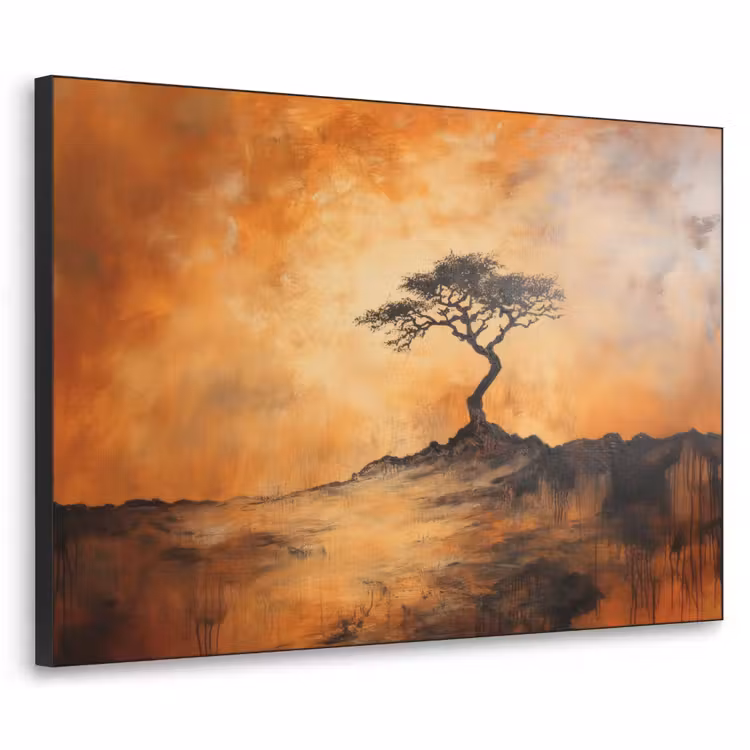 Boom - Landschap - Oranje Textielframe - compleet frame klein -3d