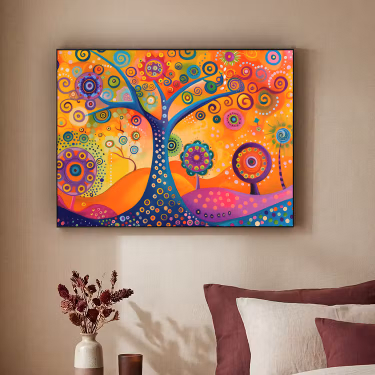 Boom - Levensboom - Abstract - Kleurrijk Textielframe - compleet frame klein -sfeer1