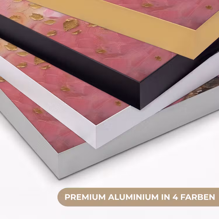 Boom - Roze - Goud - Modern Textielframe zwart klein -USP_kleurenDE